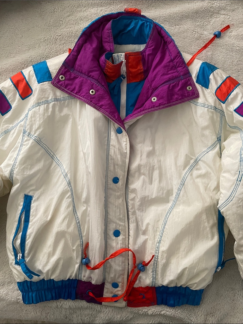 East West Vintage Colorblock Windbreaker Jacket White Women’s M